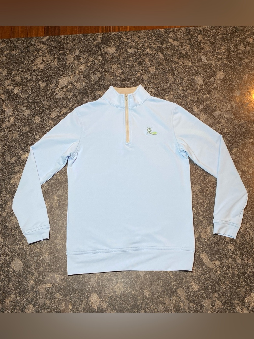 Peter Millar Youth Perth Quarter-Zip Pullover - Size S (7-8) Light Blue Golf